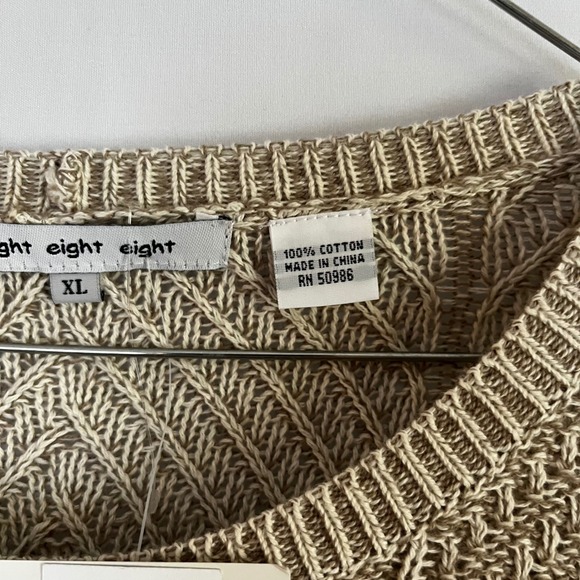 eight eight eight Women's Beige Textured Knit Cotton Sweater XL - Picture 3 of 7